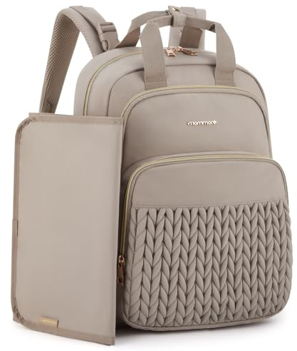 mommore Diaper Bag Small Diaper Backpack Stylish Baby Backpacks Travel Mini Maternity Bags with Insulated Pockets, Changing Pad, Stroller Straps