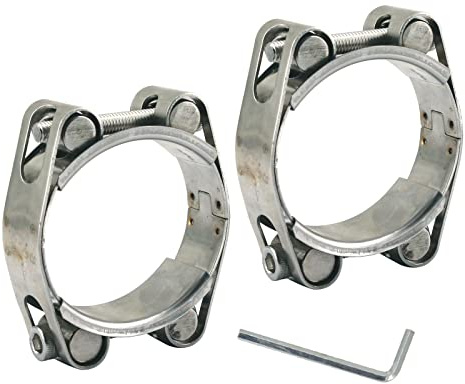 55-65 mm kraftig T-bult slangklämma 304 rostfritt stål dubbelt huvud dubbelskikt slang rörklämma rörklämmor band bredd 20 mm (2 stycken med skiftnyckel)