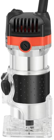 GMSLuu 1/4 tum fräs, elektrisk enhandsfräs, trimmer, kantfräs, träfräs, överfräs, 800 W, professionellt träverktyg för fasning, ytbehandling, kurvskärning, planering