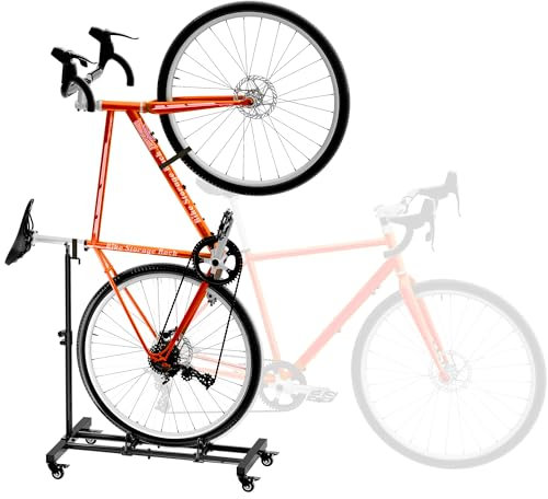Sttoraboks Vertikaler Fahrradständer, Freistehender Indoor-Fahrradständer Aufrechter Fahrradbodenständer mit einstellbarer Höhe für Garage & Wohnung - für Räder bis zu 29