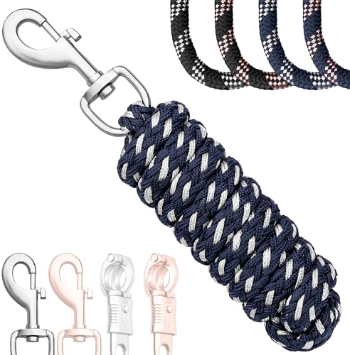 Esposita Führstrick Anbindestrick Soft Champion Edition mit Panikhaken oder Snaphaken, Karabinerhaken weich und stabil (Navy/Silber, Snaphaken)