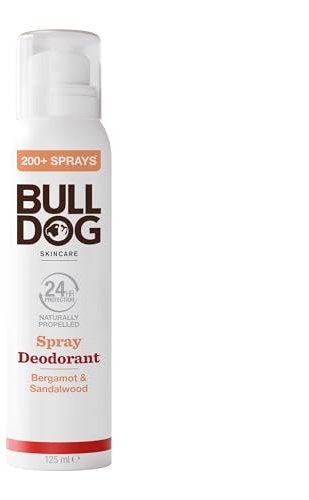 Bulldog Skincare | Bergamot & Sandalwood Spray Deodorant - 24 Hour Protection, Fresh Scent 125ml