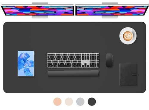 DAWNTREES Desk Mat, Desk Pad, Desk Mat Large, Leather Desk Protector Mat XL | 140 x 60 cm Black PU leather desk protector, waterproof and non-slip with a smooth surface for keyboard, laptop and mouse