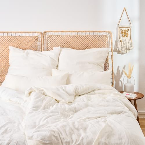 Blumtal Bettwäsche 100% Baumwolle - super sanfte und atmungsaktive Bettbezüge - Bettwäsche Set - maschinenwaschbar - 4Teilig: 2X 135x200 cm + 2X 80x80 cm - Beige