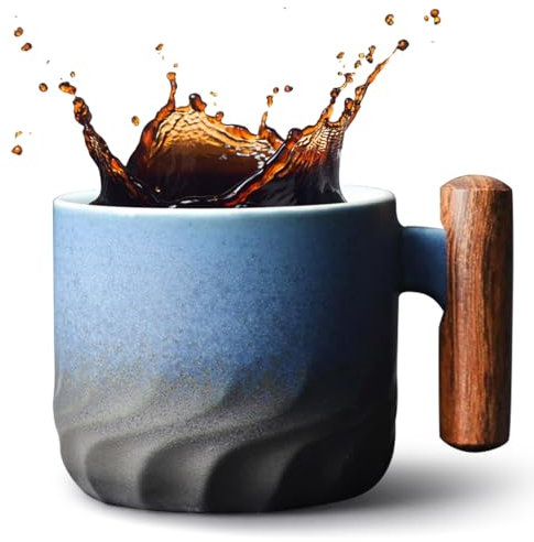 Gohytal Espressotassen 70ml, Mini Espresso Tassen mit Holzgriff Kleine Espresso Tassen aus Keramik Kaffeebecher für Espresso Tee Espresso- Mokkatassen Teetassen Kaffeetasse Geschenke für Mama und Papa
