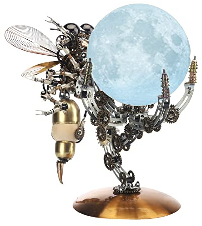 Meiurlex 3D metallpussel mekanisk geting modell byggsats med LED-lampa, 627 delar metall steampunk pussel gör-det-själv lasersnitt modell dekorationer gåva för vuxna barn