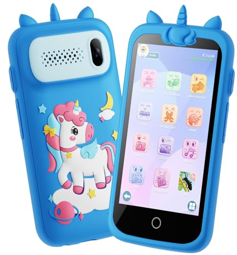 Smartphone Giocattolo per Bambini, 3.97 Touchscreen Cellulare Giocattolo di apprendimento con giochi educativi, 2000mA alta capacità Bambini Telefono cellulare per ragazzi di età 3-12 (blu)