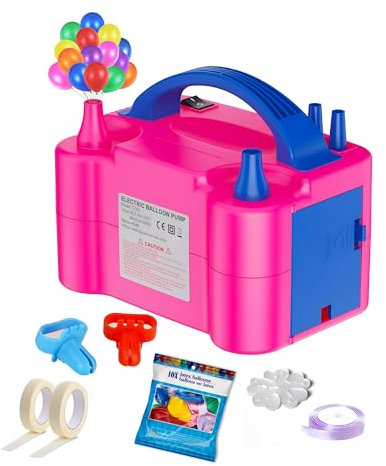 Electric Balloon Pump, 15 Gold And White Latex Balloon Portable Dual Nozzle Balloon Inflator, Balloon Pump With 2 Modes, Birthday, Party And Decoration 220V-240V (600 Watt)