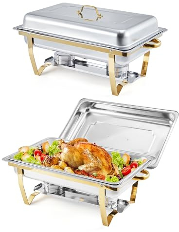 GarveeHome Chafing Dishes for Buffet 2 Pack, 8 Qt Stainless Steel Chafers