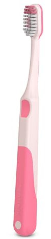 Suavinex, Spazzolino da denti per bambini, bambini e bambine +6 anni, setole morbide a zig zag, ideale per molari, denti da latte e permanenti, manico ergonomico e antiscivolo, pulisci lingua, rosa