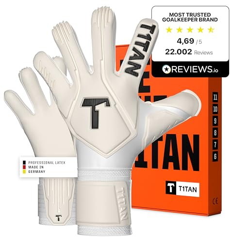 T1TAN Legend White-Out Torwarthandschuhe, Für Kinder & Erwachsene, Profi Handschuhe, 4mm Gecko Grip Haftschaum Made in Germany -Gr. 9