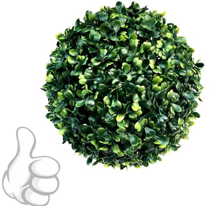 Artificial Plant Topiary Ball - Large Faux Boxwood Decorative Garden Sphere, Outdoor Decor, Extra Large Decorative Grass Ball