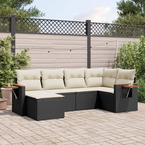 Qnhdfrt Set di 6 divani da giardino, in rattan sintetico, con cuscino, pieghevole, per terrazza, balcone, giardino