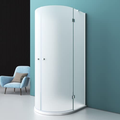 Mai & Mai Duschkabine U Form Dusche halbkreis Duschkabine 90x90cm 6mm ESG-Sicherheitsglas mit Easy-Clean Nano-Beschichtung Satiniert R03k