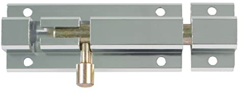 Amig - Pasador de Sobreponer para Puertas Mod.501 - Pestillo de Seguridad para Cierre Horizontal o Vertical - De Aluminio con Acabado Plateado - Medidas: 150 x 30 mm - Incluye Tirafondos