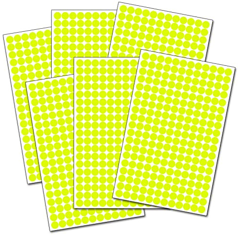 684–1368 självhäftande tejp neon 15 mm cirkel punkt självhäftande dekal inventering – Finest Folia (neon gul, 1368 klisterpunkter)