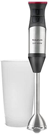 Taurus Bapi 1200 Inox, Batidora de Mano, 1200 W, Bate y Pica Hielo, Cable Largo 110cm, 20 Velocidades Ajustables, Agarre Ergonómico, Turbo Rotation System, Libre de BPA, Incluye Vaso Medidor