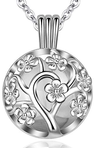 EUDORA Harmony Ball Collier Bola de Grossesse for femme enceinte Pendentif Fleurs de Cerisier avec La Cloche pour Femmes Mère Future Bébé Bijoux Cadeau original, 76cm + 114cm