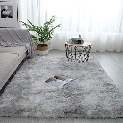 Pauwer Plush Shaggy Area Rugs Silky Smooth Fur Rugs Modern Indoor Plush Fluffy Rugs Anti-Skid Playing Mat for Bedroom Living Room Floor Carpet Mat(Light Grey, 120 x 160 cm)