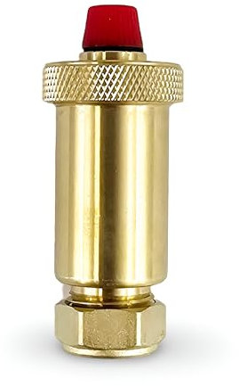 Wärmer System Efficient Automatic Air Vent with 15mm Compression Fittings - Cylinder Style for Trapped Air Removal