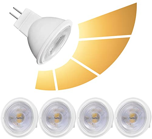 COITROZR MR11 GU4 LED Bombillas, 3W AC/DC 12V, 300LM Equivalente for Bombillas halógenas 30W, Dimmable sin Parpadeo, 4pcs (Color : Warm White 3000K)