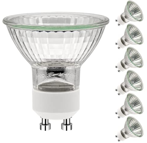 Simusi GU10 Halogen Leuchtmittel, Halogen Reflekto GU10 35W(6 Stück), Halogen Gu10 35 Watt Dimmbar, 2700K Warmweiß für Küche, Büro, Zuhause