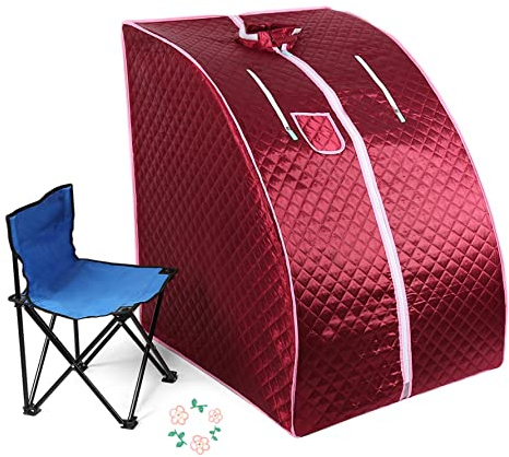 Saunas Portatile Vapore Spa Mini Saune Macchina con Cabina Sauna a vapore domestica in casa Bagno di vapore Box Sauna per Personale Detoxify Perdere Peso (grande rosso)