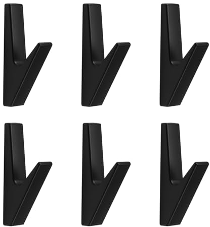 JINTANG 6 Set Garderobenhaken schwarz matt,kleiderhaken akustikpaneele schwarz,Zinklegierung Kleiderhaken Garderobenhaken, Wandhaken Garderobenhaken für Bäder,Küchen, Foyers und Flure