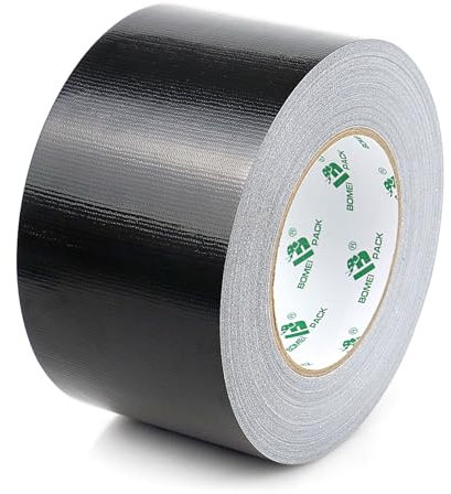 BOMEI PACK Cinta adhesiva americana 75mm x 50 m, negro cinta impermeable de tela de para reparaciones, bricolaje, manualidades, uso en interiores y exteriores