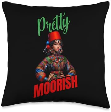 Moor Moorish American Moroccan Red Hat Moslem Moorish Girl Throw Pillow