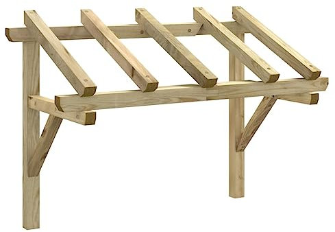 Auvent de Porte d'entrée, Marquise Porte d'Entree Protection de Porte de Toit Toit Abri Protection Auvent de Porte 150x100x100 cm Bois de pin Solide