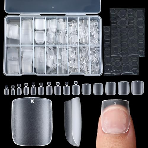 Oruola 300 Stück Nagelverlängerung,Soft Gel Tip,Tips für Fussnägel,Fußnägel Tips zum Aufkleben Kurz,Fußnägel zum Aufkleben,Full Cover,15 Größen für Nagelstudio und Zuhause
