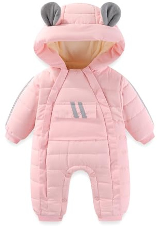 JiAmy Combinaison de Neige pour Bébé Garçons Filles, Barboteuse hiver Double fermeture éclair Grenouillère à Capuche Chaud Tout-petit pour 18-24 mois
