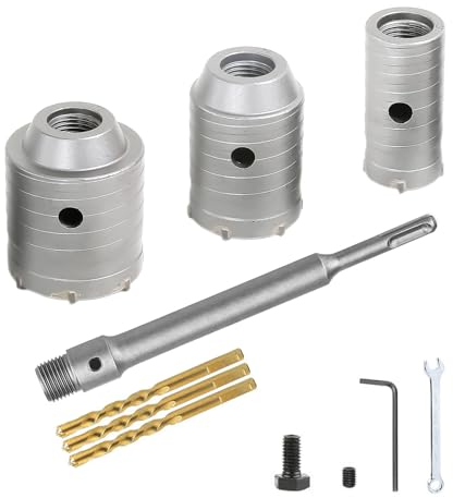 Sierra Campana Porcelanico con Punta Carburo Tungsteno, Juego Brocas para Martillo, Broca Corona 30/40/50mm con SDS Plus Varilla Extensión, Trépan Hormigón para Cemento, Piedra, Pared, Ldrillo, Piedra