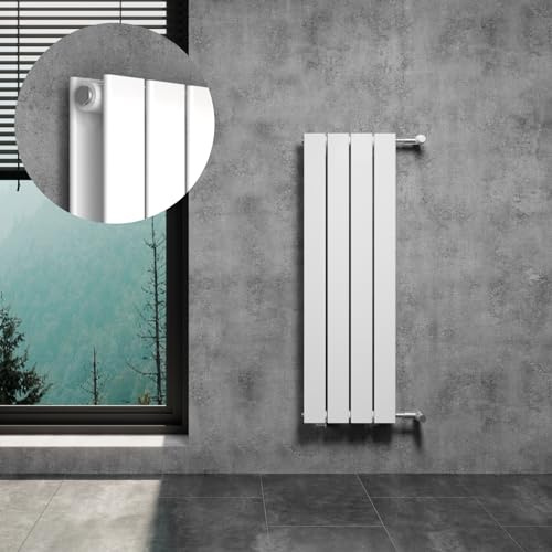 WITEN&NOCK Radiateur panneau plat design - Blanc - 300 x 950 mm - Double couche avec raccord latéral - Espacement entre les moyeux : 900 mm - Avec kit de montage