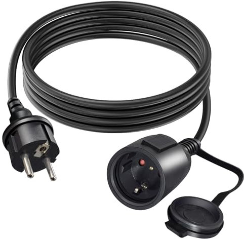 BORDEAG 3 Metri Cavo Di Prolunga Con Contatto Di Protezione, Prolunga Di Contatto Di Protezione 2 Poli Prolunga Da Spina A Presa Con Cappuccio Di Protezione Per Bambini, Cavo Per Casa Ufficio Esterno