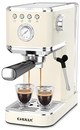 CHULUX - Slim Espresso Machine with Milk Frother, 20 Bars, Professional Semi Automatic Espresso Coffee Machine for Homemade Cappuccino Latte Espresso Coffee Maker, Creamy