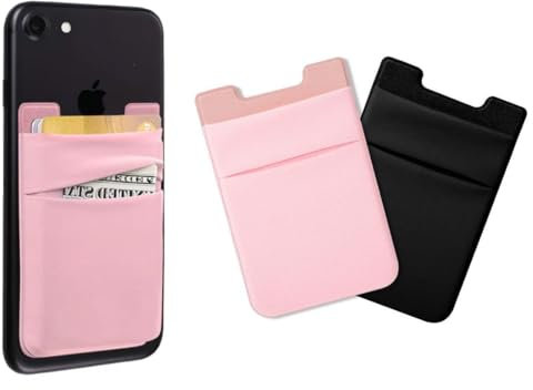 2 Pièces Porte-Carte Adhésif pour Téléphone, Porte-Cartes pour téléphone avec Autocollant Adhésif, Poche Autocollante pour Téléphone Portable, Porte-cartes en Tissu Élastique