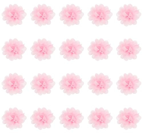 PATIKIL Fiori in chiffon, 20 pezzi, 5,1 cm, applicazioni floreali per fai da te, artigianato, abbigliamento, fasce per capelli, decorazioni per feste di nozze, rosa chiaro