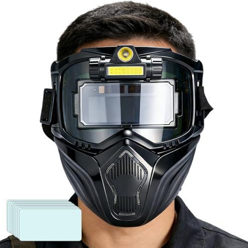 Casco Da Saldatura Ad Oscuramento Automatico - Regolazione 3 Fasi Per Illuminazione Lente Saldatura | Casco da Saldatore UV Resistente | Per Industria Costruzione Officina Metalli