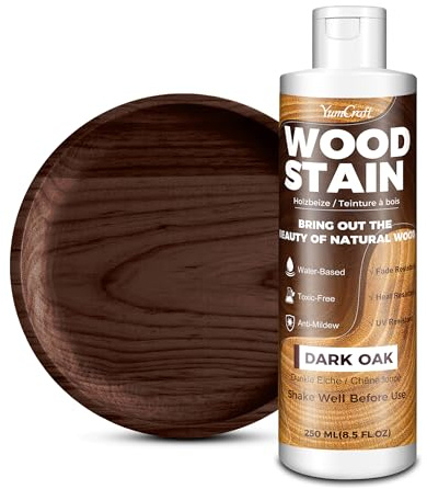 Tinte Para Madera 250ml Roble Oscuro, Barniz para Madera a Base de Agua, para Muebles Interior Exterior, Armarios, Gabinetes, Estantes y Puertas, Secado Rápido, Bajo Olor y No Tóxico