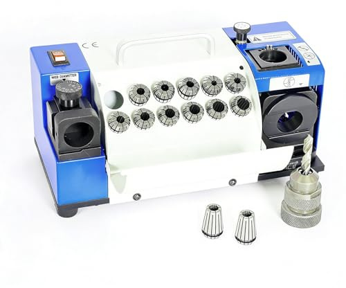 Drill Bits Sharpener, MR-13B Drill bit Grinding Machine 3-15mm, 95° to 135° Point Angle Adjustable Drill Bit Re-Sharpener, Portable Bits Sharpening Machine with 13 Collets MR-13B(3-15MM)
