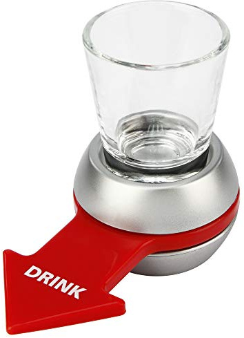 BARBUZZO UTU3BR0114 The Fun Drinking Game-Pour a, Spin and Dri Party Drickspel Hammer Shot original en storlek silver/röd, rostfritt stål, 2 vätskor_ounces