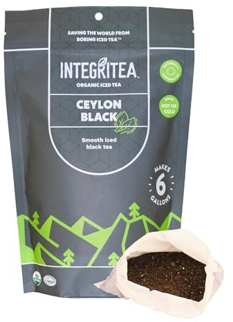 IntegriTEA Ceylon Black Cold Brew Black Tea Bags - 6-Bag Unsweetened Iced Tea Pack for 6 Gallons of Tea - Cold or Hot Brew Organic Iced Black Tea Bags