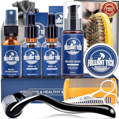 Beard Growth Kit,Beard Kit for Men Care & Grooming, 4X Biotin, Sandalwood