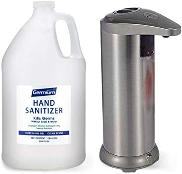 Quality Import Portable Automatic Spray Dispenser Station, Automatic Hands-Free Spray + Liquid/Gel Soap, Touchless Sensor Dispenser No Touch Hands Wash Set (Dispenser 280ml + 1 Gallon Gel)