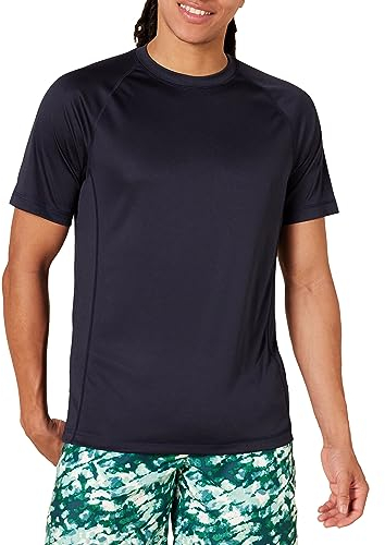 Amazon Essentials Herren Schmal Geschnittenes, Kurzärmeliges, Schnelltrocknendes UPF 50-Bade-T-Shirt, Dunkles Marineblau, M
