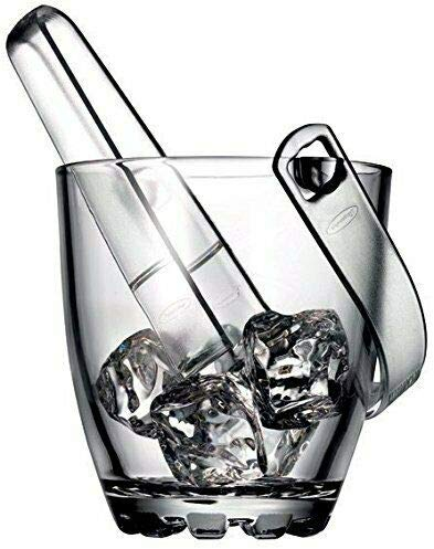 Muddy Hands Clear Glass Ice Bucket with Tongs & Carry Handle (Sylvana)