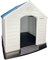 HugglePets Raised Plastic Dog Kennel XL Easy Clean Outdoor Pet House Weatherproof Durable Shelter (Blue Roof)