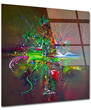 DECLINA, Abstract Jungle reproduction peinture, tableau déco moderne, décoration murale, impression sur verre acrylique, cadre design, tableau mural, art contemporain